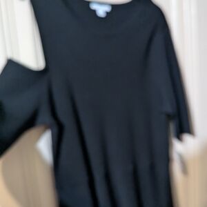 Croft & Barrow Black Casual Midi Dress Crew Neck Short Sleeve
